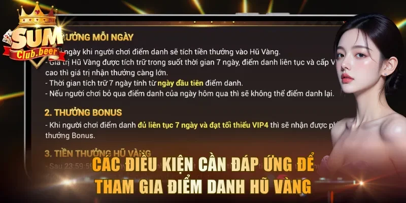 Các điều kiện cần đáp ứng để tham gia điểm danh hũ vàng